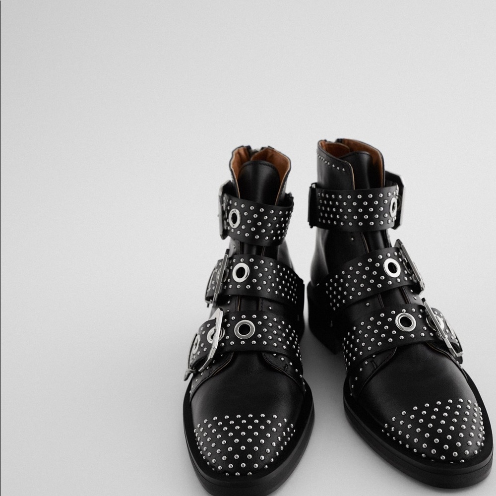 Zara Studded Buckle Ankle Boots